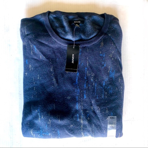 Alfani Men's Paint Splatter Crewneck Sweater, Neo Navy Combo, XXL - Picture 2 of 5